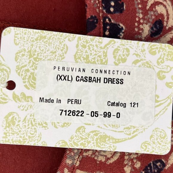 Peruvian Connection Woman's Plus-Size Brown Floral Casbah Maxi Dress Sz XXL - Picture 3 of 11